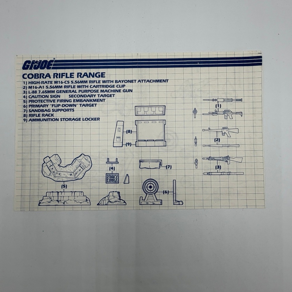 Vintage 1985 GI Joe Cobra Rifle Range Instructions Blueprint Hasbro 6655/6129